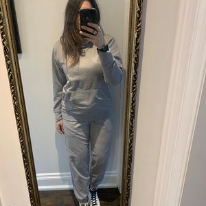 Grey hoodie and drawstring joggers set - M (slouchy fit 10-12)